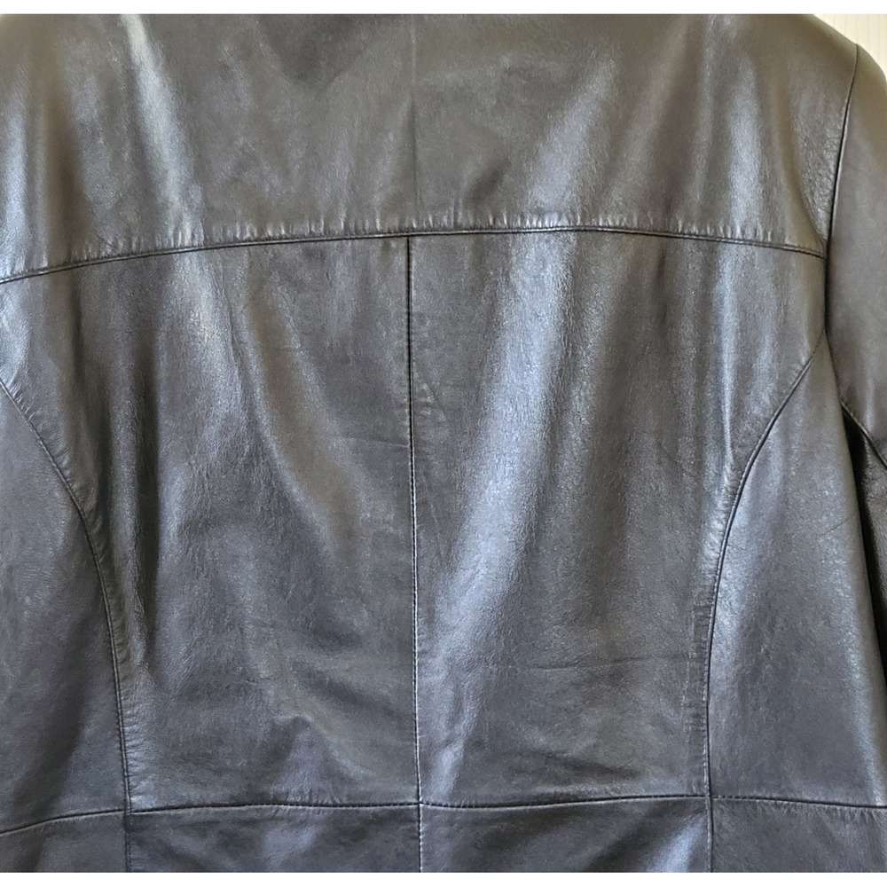 Style & Co Jacket Faux Leather Size XL? Black Buttons Casual Pockets Lined‎ - Picture 8 of 8